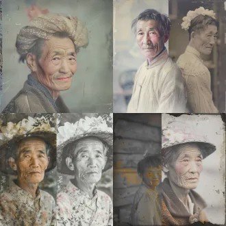 老照片上色，保留原始轮廓，复古色调，柔和色彩，细腻纹理，自然光照，低对比度，怀旧风格，轻微褪色效果，中性色板，历史感，细节保留，手工上色质感，温暖氛围，真实还原，柔和阴影，无强烈饱和度，经典色调，安静情绪。