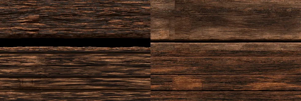retro pixel art, seamless horizontal raw wood texture. rough wooden surface, natural horizontal grain with intertwined dark wood brown (#4a3626) and old wood (#8a6a45), slight bark feel and cracks. even lighting, no perspective distortion. pure wood texture map, sharp pixel edges.