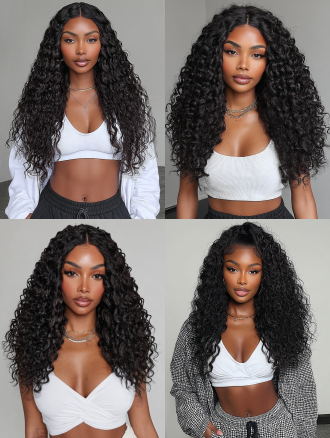african woman, short wave-like curls, with brown color, the length of the hair reaches the position of the model's chest, full-body photo, showing the top and pants, her style is like her instagram photos, correct only elements that appear broken or al-distorted while preserving the subject's identity, preserve authentic asymmetry and avoid artificial glow, over-sharpening, or plastic shine, realistic