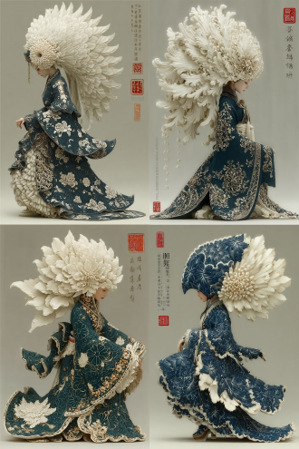 其形也，翩若惊鸿，婉若游龙。荣曜秋菊，华茂春松。髣髴兮若轻云之蔽月，飘飖兮若流风之回雪。远而望之，皎若太阳升朝霞；迫而察之，灼若芙蕖出渌波。秾纤得衷，修短合度。肩若削成，腰如约素。延颈秀项，皓质呈露。芳泽无加，铅华弗御。云髻峨峨，修眉联娟。丹唇外朗，皓齿内鲜，明眸善睐，靥辅承权。瑰姿艳逸，仪静体闲。柔情绰态，媚于语言。奇服旷世，骨像应图。披罗衣之璀粲兮，珥瑶碧之华琚。戴金翠之首饰，缀明珠以耀躯。践远游之文履，曳雾绡之轻裾。微幽兰之芳蔼兮，步踟蹰于山隅。