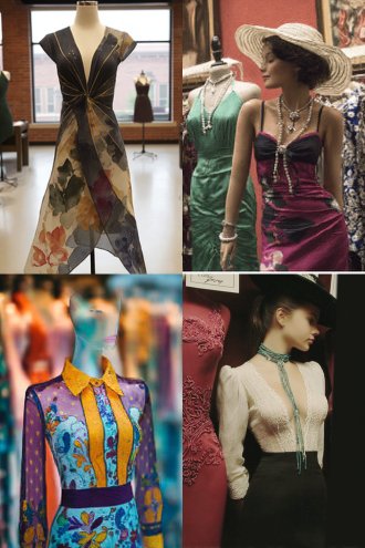 时装店里展示的服装，真人比例