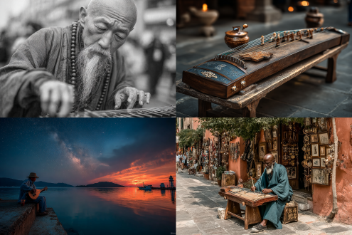 指弹御街行，银河月牙星斗。 手中画，当年愁，歌舞酣高楼。 兴尽斗酒寒门扣，韵律色谱音阶。 尺素间，风云构。学海逆行舟。分合。 待重头，春山秋水，曾记否？解佩禁足。 塞翁吟，知他又是，谁化身，古人来者。 文字游戏，点染折勾。纵横万里，比划千秋。