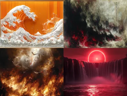 累世纷扰何时了？梦里朱雀玄武。 纵人间烟火，天灾地焚，焰山连座。 独钓千里峰，残阳斜，鱼沉雁落。 风急浊浪高，何处龙藏虎卧？ 奈何，路途遥遥，且丛容，云宽雨阔。 心海魔障重，苍茫水无边，轻舟已过。 不借闺中怨，掩落寞，谁人能说？ 夜漆黑，星河流瀑，十万金银错。