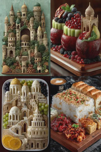 美食拼盘设计，用食材拼一座城堡，中西结合