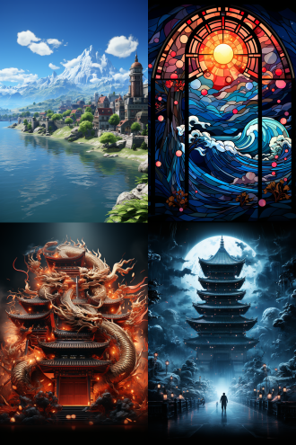 云崖地角，何处是远山？ 鲛人采珠，沉千帆。 古楼晨钟，魁星照，文昌显。 帝王气，龙马腾，踏巨澜。 边陲设重镇，成方言，铜凤栖南浦，写秦汉。