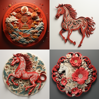 特写剪纸创作，精致剪刀裁剪红纸，展开的剪纸图案是一匹长有翅膀的骏马在云端翱翔，马身肌理由不同书法字体的“马”字构成，云端中巧妙隐藏“2026”字样，俯拍视角，微距镜头，中国红与金色点缀，背景是柔和的祥云，极简构图，工作室灯光，精准对焦，手工质感，喜庆祥瑞，传统与现代结合。