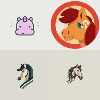 马头卡通表情包，夸张圆润线条，高辨识度，丰富情绪，兴奋大笑，愤怒跺脚，悲伤落泪，色彩鲜明，扁平化设计，矢量图形，柔和阴影，白色背景，突出主体，可爱幽默，聊天应用图标风格。