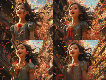 一个人头马身的机器人展开翅膀奔腾飞翔，一个可爱的儿童坐在马背上举起一个精美的春节红包，红包的封面印着金色的骏马和祥云，开心，喜庆，背景是中国春节的商场布置，大红灯笼，春联等传统布置。