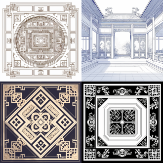 四合院logo，线条风格，简笔画，极简设计，徽章轮廓，单色黑白，平面矢量，对称构图，几何形状，传统元素，屋檐细节，门廊线条，无阴影，高对比度，方正布局，中国风，文化符号，清晰边缘，无渐变，纯色填充