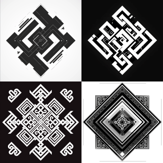 四合院logo，极简线条，单色设计，几何构图，传统屋檐元素，方正对称布局，高对比度，清晰锐利边缘，纯黑白色调，无渐变，平面矢量风格，文化符号提炼，负空间运用，现代与传统融合