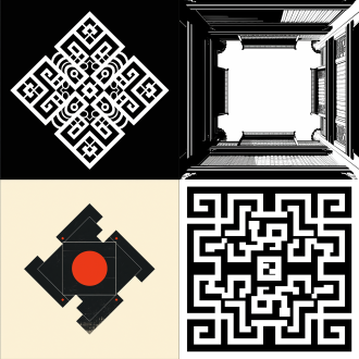 四合院logo，极简线条，单色设计，几何构图，传统屋檐元素，方正对称布局，高对比度，纯黑白色，清晰硬边，无阴影无渐变，平面矢量风格，文化符号提炼，精准比例，负空间运用，中式美学，现代感与传统融合