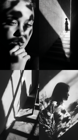 阴影，阴影的艺术美学，影子里的故事，美丽的影子的涂擦，含混，另类，灵触之感，揣摩不透，美的另一种呈现，对比的美丽。