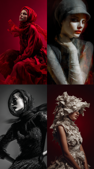 获奖风格摄影佳作 女人 国潮服装 大师构图 简洁 个性视角 情绪氛围拉满 高对比反差 强调质感与光影的融合 灵动 梦幻 广角 多重曝光 景深 新艺术风格 超现实主义 细节丰富 色彩 生动完美 杰作