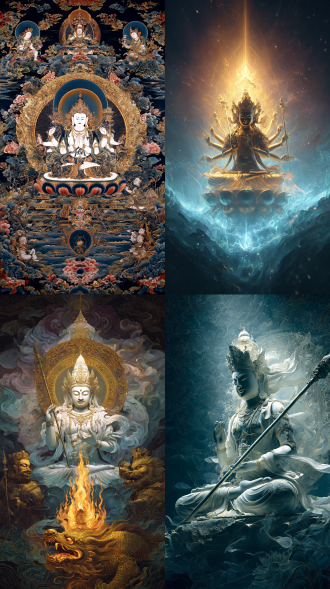 观音菩萨，四大天王，无形无相，奇幻