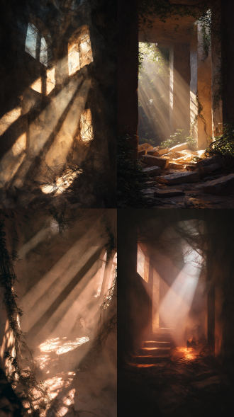 光斑，恍惚，迷离，魔幻现实主义，暖光，叠影，残破，挣扎，交织，意识，异世界，打破常规，疏离，陌生感