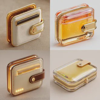 钱包图标，单元素，金色，透明科技感，未来感，光滑透明材质，柔和光影，磨砂玻璃质感，简洁布局，等距视图，3d，blender，c4d，细节丰富，干净的背景。