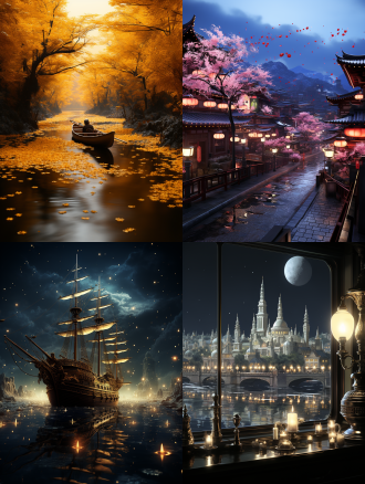 碧海青天云波涌 日月驾舟明珠移 风雨遥寄桂花重 柚灯隔空照故里