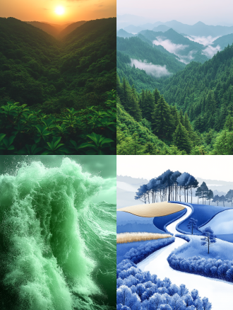 "夜色深沉，朦胧光影，水墨意境，抽象留白，寂静氛围，宣纸纹理，青檀松香，砚台墨染，虹霞渐变，落日余晖，云水交融，烟雾缭绕，层林尽染，长焦镜头，低饱和度，柔和光线，静态构图，禅意风格，淡雅色调，空灵情感"