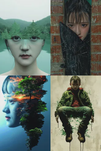 图片变成立体感的照片，背景自由想象，删除画上的黑色字体