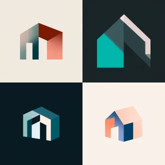 固厦新材料科技logo，极简几何负形构图，大面积留白，低饱和莫兰迪色，哑光细腻线条，视觉平衡，矢量平面，无圆形，无渐变阴影装饰