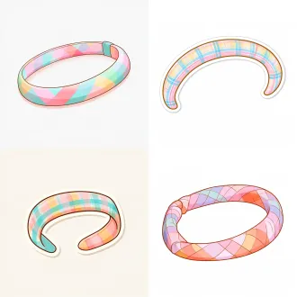 a cute cartoon plaid headband, pastel colors, soft rounded shapes, kawaii sticker style, simple clean lines, white background, high detail, vector illustration