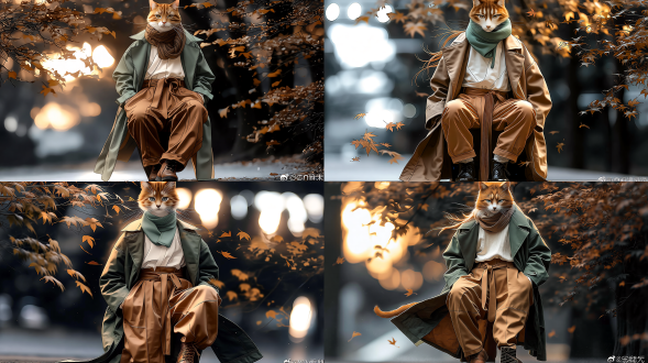 a passionate poet sits alone in the autumn woods, leaves fluttering around, the remaining glow of the sunset, melancholic gaze into the distance, ancient-style robe, furrowed brows, ink wash technique, wide-angle lens, soft blur effect, warm gold tones, side backlight, profound emotions, poetic atmosphere, solitary figure, scattered leaves, beside a guqin, classical scenery, emotional tension, beautiful composition.