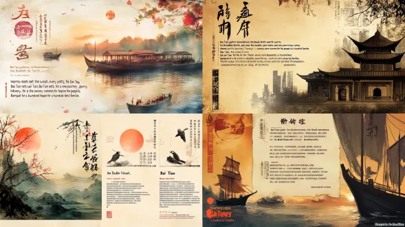 用16:9的版式制作重阳节活动带有特定文字说明的母板，然后分别用不同的主题文字替换 【母版文字】 百田聚善心 重阳暖夕阳 岁岁逢重阳 百田启新航 【主题文字】 第一张：钱从百田来 第二张：戏为百姓唱 第三张：席为百家宴 【模式】海报 【要求】 1.母版设计精美； 2.次级结构合理； 3.排版美观考究； 4.主题文字只排一行 5.严格按原始指令操作，严禁自由发挥