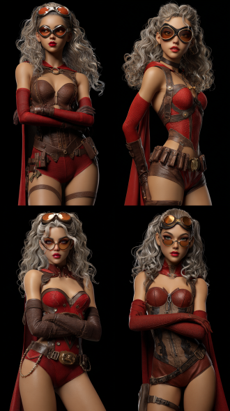 3d rendered in a european and american style, featuring a female superhero