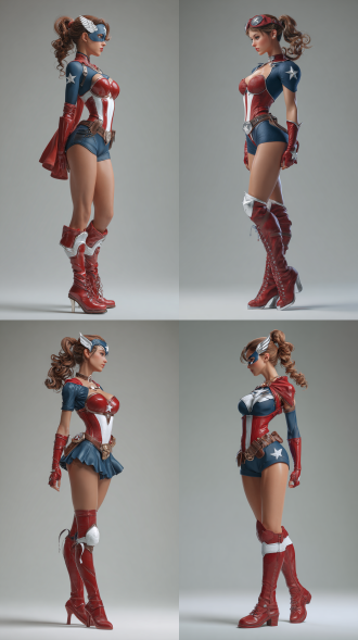 3d rendered in a european and american style, featuring a female superhero