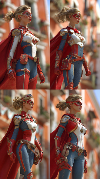 3d rendered in a european and american style, featuring a female superhero