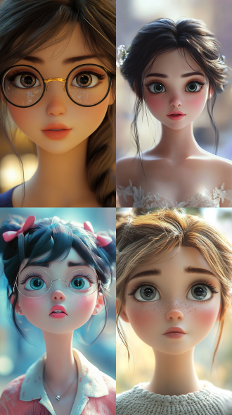 3d cartoon vision，a beautiful girl