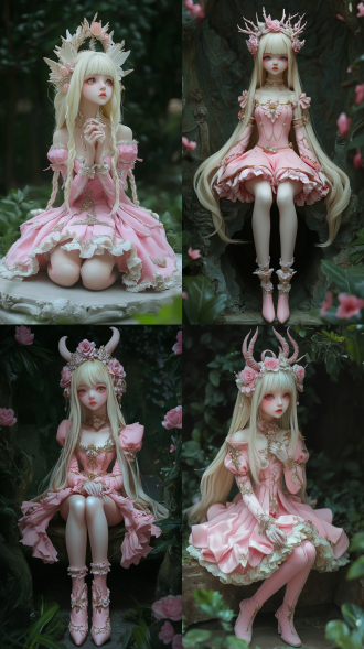 女孩坐在花园中