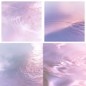 prompt：低饱和灰紫色与淡藕粉色渐变融合，画面中有朦胧水光波纹和柔雾光晕，液体质感轻薄透明，像香水与肌肤接触后散开的气息，柔和漫射光，大面积留白，柔焦雾面，细腻胶片颗粒，抽象高级美妆品牌视觉，安静克制，无文字无logo，无人物，无具体产品