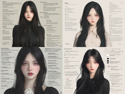 style":"3d hyper-realistic cg / korean aesthetic","colors": ["black","white","pale pink","neutral grey"],"composition":"character reference sheet (front close-up + 3-view full body)","texturing": ["subsurface scattering skin","realistic hair strands","pbr fabric"],"lighting":"studio soft lighting / high-key""name": "王小兰", "aliases": "三婶,三弟妹", "description": "这个人叫\"王小兰\"，是一个颜值定位：【温婉软懦少妇 x 柔媚瓜子脸易碎感】年龄/身高：26岁，身高160cm，女性。体态：身形纤细柔弱，肩背单薄，说话做事都慢半拍，自带怯生生的气质。发色：柔顺的乌黑色长发，发质软滑。五官：柔媚秀气的瓜子脸，眉眼弯弯，鼻头小巧，唇色浅淡，面相温婉怯懦，皮肤白皙细腻，像经不起风吹的模样。眼睛颜色：浅褐色眼眸，眼神怯生生的，总是带着点小心翼翼。发型：乌黑的头发梳成两条细麻花辫，垂在胸前，发尾系着浅色棉线，文静秀气。服饰穿着：主色调为淡绿色。样式是淡绿色底小白花的的确良大襟衫，右侧斜扣，版型合身；下装是浅灰色直筒长裤，裤线平整；脚上穿手工纳的黑布鞋，鞋头绣着小小的白色碎花，打扮干净秀气，透着温婉怯生的气质。"