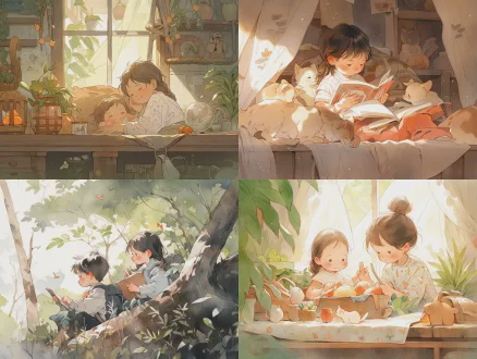 儿童绘本插画风格，水彩画，柔和的光线，温柔的色调，可爱且富有表现力的角色，高度细节，梦幻氛围，温暖舒适，教室场景，校园生活，教育性，纸张纹理，日式水彩风格，宫崎骏影响，边缘柔和，柔和色彩，儿童视角，情感叙事。