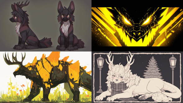 金色鳞片龙，鹿角优雅，白色鬃毛飘逸，蜿蜒矫健身姿，锋利爪与韵律须，威严吉祥，神话氛围，高对比度，暗金色调，云雾缭绕，广角镜头，侧光，细节丰富，神圣质感，动态张力，祥瑞象征，至高力量。