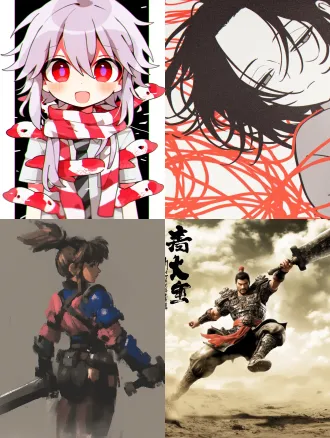 古风男，红白衣，披发，手上缠着红线铜钱