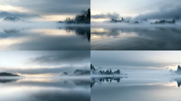 **心海｜角色潜意识中的记忆世界** 生成一张电影级写实的东方玄幻心海场景。心海并非现实中的海洋，而是角色内心深处由记忆、情感与潜意识交织形成的精神世界。 **场景设计：** 一片无边无际、平静如镜的浅水海面延伸至视野尽头，水面倒映着朦胧天空与遥远的光影。天地之间没有明确边界，空间仿佛脱离现实，呈现出安静、空旷、虚无而神秘的氛围。 远处隐约浮现角色记忆中的古建筑、山峦、树木与熟悉的生活场景，如同被岁月遗忘的记忆碎片，若隐若现地悬浮于薄雾之中。部分景物完整清晰，部分逐渐消散，形成真实记忆与模糊潜意识相互交错的视觉效果。 全部地面增加大量的雾气。 **情绪与光影：** 整体具有强烈的内心回忆感，宁静、孤独、忧伤，带有淡淡的温暖与怀旧情绪。柔和的漫射光穿透薄雾，远处偶尔出现朦胧的暖色光晕，如同潜藏在内心深处尚未遗忘的珍贵回忆。 采用低饱和冷灰蓝、银灰白作为主色，辅以极少量柔和暖金色。光影具有真实摄影质感，空气透视自然，画面带有轻微胶片颗粒、柔和高光晕染与真实镜头的景深层次。 **摄影风格：** imax 70mm胶片电影实拍质感，超宽银幕构图，真实物理光照、自然水面反射、细腻体积雾。空间宏大而极度安静，具有诗意、哲学意味和东方修仙世界的精神意境。 **核心视觉要求：** 让观众一眼感受到这里不是现实世界，而是一个人内心深处的回忆之海。画面超现实，但所有物体均保持真实摄影质感，仿佛摄影机真正进入了角色的潜意识。 避免普通海景、绚丽星空、宇宙银河、巨大月亮、过度发光的粒子、魔法特效堆砌、游戏cg、动漫插画、塑料质感及刻意的ai梦幻效果。 不能生成人物。