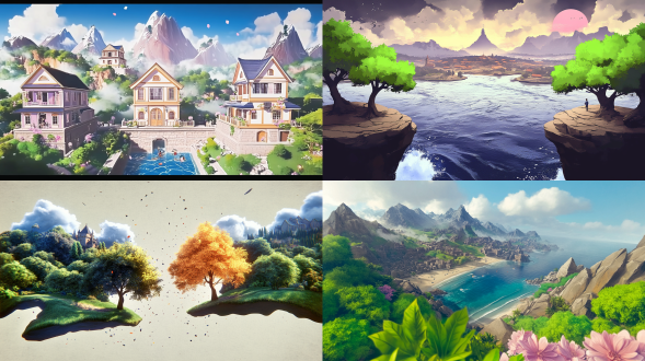 设计四个季节的游戏活动背景图