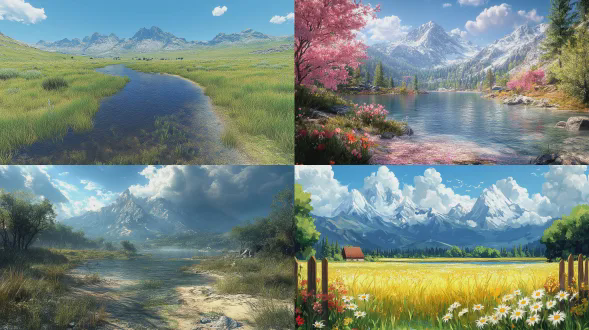 设计山水草地游戏场景