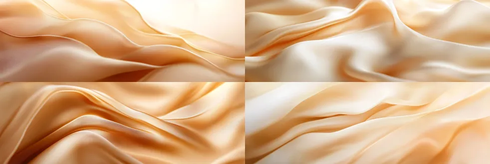 abstract soft light and shadow background, warm caramel and cream color palette, blurred liquid waves, silk fabric folds, ethereal glowing effect, extreme blur, soft focus, out of focus, luxury cosmetics background, elegant editorial style, negative space, minimalist layout,