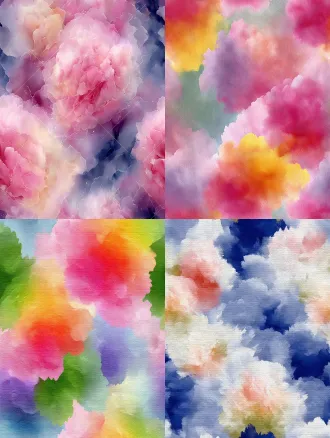 柔和通透的水彩晕染，背景朦胧虚化散景，淡淡的柔色光斑，朦胧水色底，自然流动水痕，低饱和度清爽配色，干净通透，柔和笔触，四方连续无缝图案，浅底，光影柔和，没有生硬轮廓，氛围感清新，高清，细节柔和.抽象效果.
