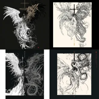 天使，线稿设计，国潮，平面设计，龙