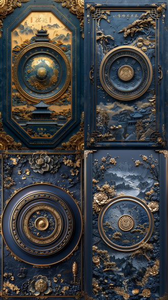 "双语节徽章设计，中英文融合，圆形构图，金色与蓝色主色调，立体浮雕效果，书本与地球元素，简约现代风格，学院风，优雅字体，对称平衡，高细节，金属质感，柔和光泽，传统与现代结合，文化象征，鲜艳色彩，精致线条，和谐统一，典雅庄重。"