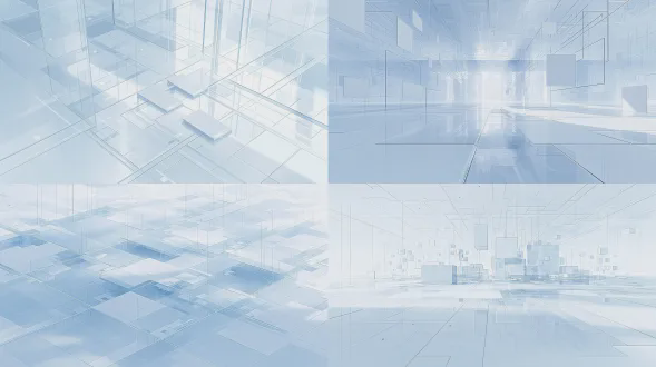 极简主义科技名片设计，几何线条与单色块构成，立体感光面材质，白色与金属灰主色调，微距特写，对称构图，柔和漫反射光，平面设计风格，抽象科技感元素，冷静专业氛围，无衬线字体，留白艺术，简约高端视觉。