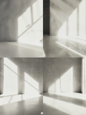 光影图片，3:4画幅，简洁风格，对称布局，暗房环境，长焦镜头，侧逆光，高反差，静谧氛围，黑白色调。