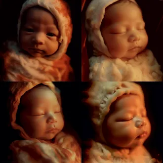 一个中国新生婴儿，温馨，柔和光线,