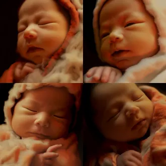 一个中国新生婴儿，温馨，柔和光线,