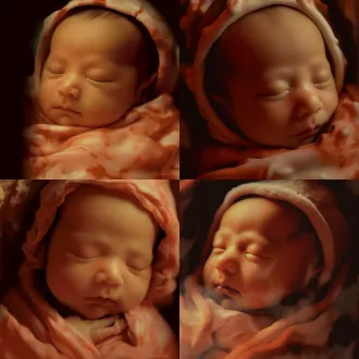 一个中国新生婴儿，温馨，柔和光线,