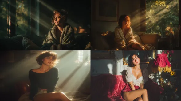 一位穿着短裙的漂亮女子，坐在客厅沙发上，身上裹着柔软的毛毯。清晨的阳光透过窗户洒进室内，营造出温暖而真实的居家氛围。